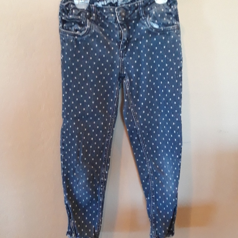Girls Denim Polka Dot Capris
